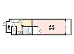 シャルマン2 1Kの間取図画像