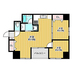 ロイヤル内本町 4階2LDKの間取り