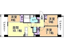 JR千歳線 千歳駅 徒歩8分の賃貸マンション 9階3LDKの間取り