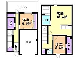 JR室蘭本線 早来駅 徒歩7分の賃貸アパート 1階2SLDKの間取り