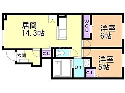 ひまわりV 2LDKの間取図画像