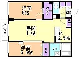 メゾン・ド・ソレイユ・A 2LDKの間取図画像