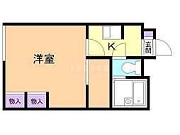 レオパレスポーラスター 1Kの間取図画像