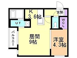千歳市緑町5丁目マンション 1LDKの間取図画像