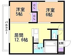 ブリエ・アサヒ 2LDKの間取図画像