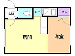 パレス住吉 1DKの間取図画像