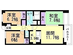 スカイヒルズ末広8 3LDKの間取図画像