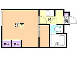 レオパレスポーラスター 1Kの間取図画像