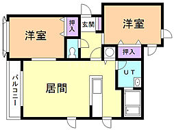 プラウド新富 2LDKの間取図画像