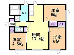 グレイス大和 3LDKの間取図画像