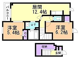 スカイピアみどり台E 2LDKの間取図画像