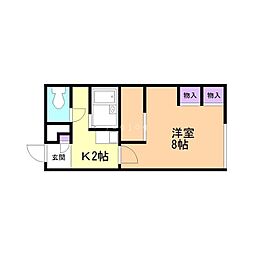 レオパレス向陽台B 1Kの間取図画像