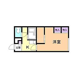 レオパレス大和スカイハイツ 1Kの間取図画像