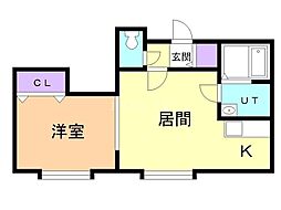 リベルテ・コリーヌ2 1LDKの間取図画像