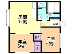 エバーホープA 2LDKの間取図画像
