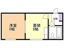 丸京マンション 1DKの間取図画像