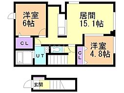 初音 2LDKの間取図画像