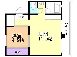 パークヒルズ真々地1 1LDKの間取図画像