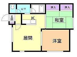 富丘ハイツJ 2LDKの間取図画像