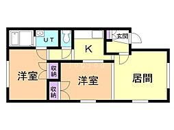 パークサイド花園 2LDKの間取図画像
