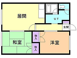 ヤマトハイツB 2LDKの間取図画像