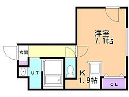 ピュアクレール千歳 1Kの間取図画像