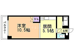 ロイヤル北斗 1DKの間取図画像