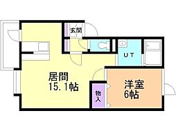 サニーブライト1 1LDKの間取図画像