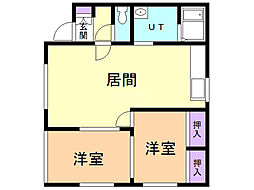 たなかハイツ 2LDKの間取図画像