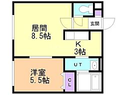 ウィンクルム 1LDKの間取図画像