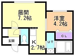 千歳市青葉7丁目マンション 1LDKの間取図画像