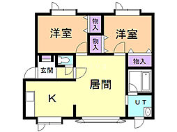 すみよしガーデンB 2LDKの間取図画像