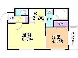 ケーモード北斗 1LDKの間取図画像