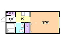 ポプリ春日町2 1Kの間取図画像