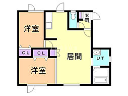 コーポエトワール 2LDKの間取図画像