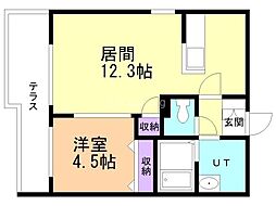 URBAN FLATS千歳(アーバンフラッツチトセ)仮)GA-千歳緑町1丁目MS 1LDKの間取図画像