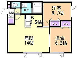アイル千歳 2LDKの間取図画像