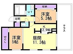 GrandSuccess千歳 2LDKの間取図画像