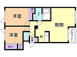 クレイン2 2LDKの間取図画像