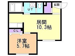 Le Vie est Belle 1LDKの間取図画像