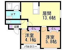 Mauloa 2LDKの間取図画像