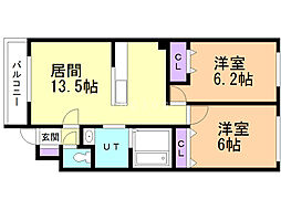 VICTORIA10 2LDKの間取図画像