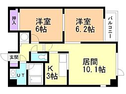 吉本ビル 2LDKの間取図画像
