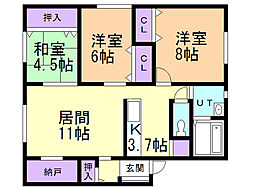 ポプリ真々地2 3LDKの間取図画像