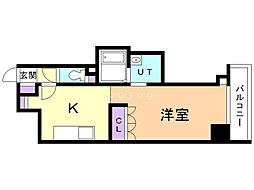 スカイヒルズ栄町4 1DKの間取図画像