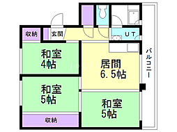 パークヒルズ真々地2 3DKの間取図画像