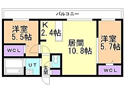 Elite Base HOPE II 2LDKの間取図画像