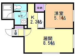 ボヌールK 1LDKの間取図画像