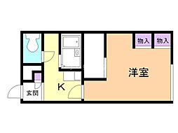 レオパレスベレン 1Kの間取図画像