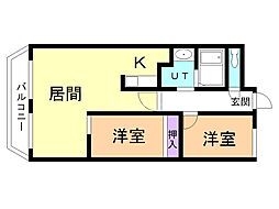 エルドラード千歳 2LDKの間取図画像